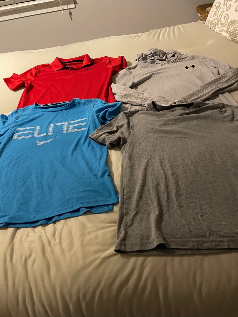 Under Armour Boys Red Polo & Gray Performance Shirts Bundle